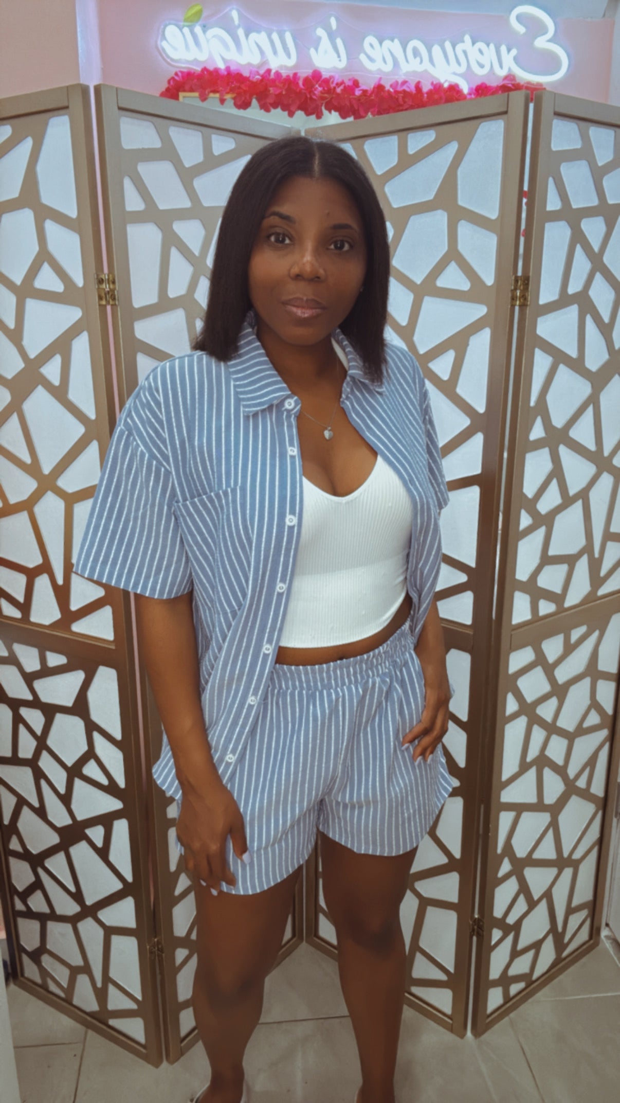 Kim striped shirt set