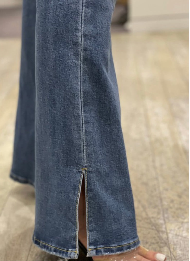 High rise flare denim