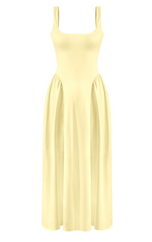 Sleeveless Squarenck A-line Midaxi Dress