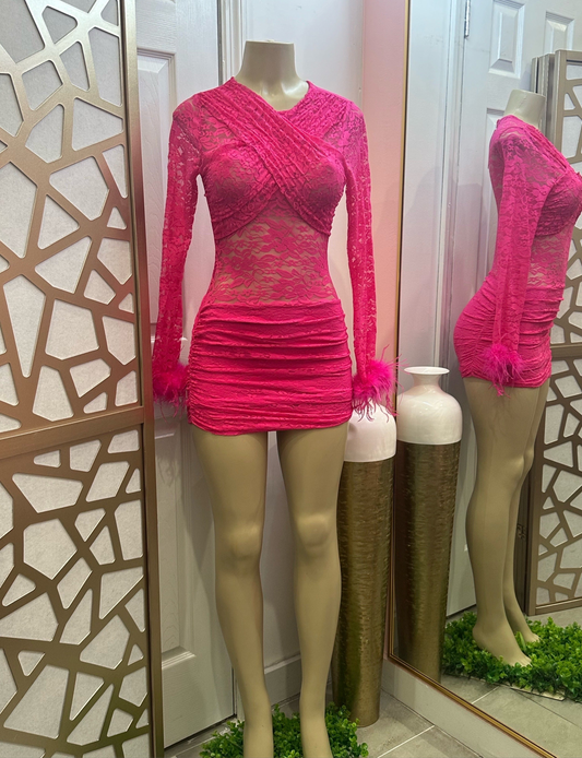 Lace pink dress