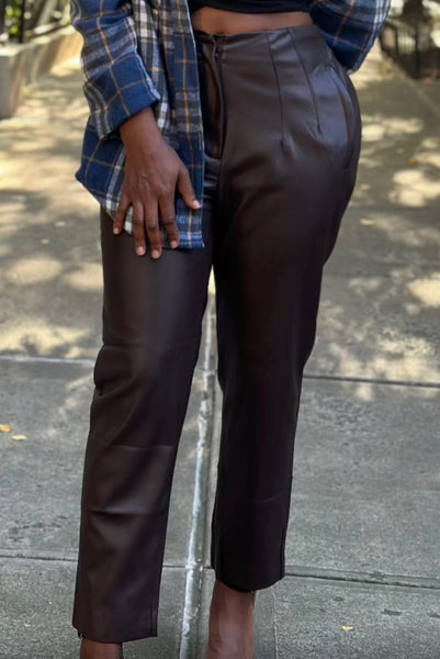 High waisted faux leather pants