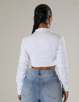 Ruched long sleeve crop top