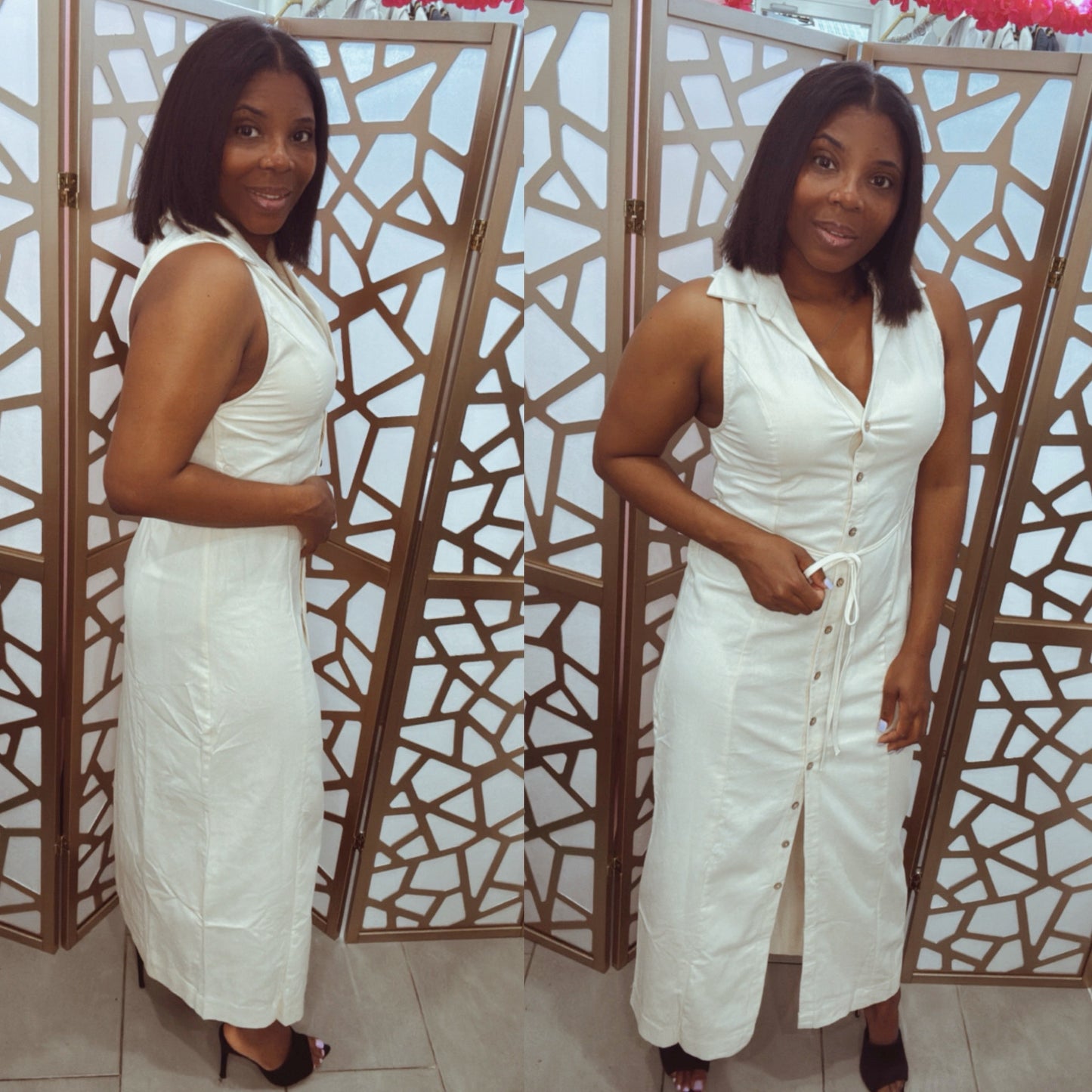 Button down, long dress