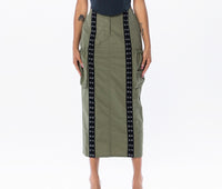 Laced up cargo midi skirt