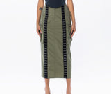 Laced up cargo midi skirt