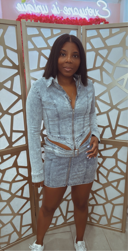 Denim skirt set