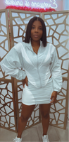 Nylon & mesh contrast track suit top &mini skirt set