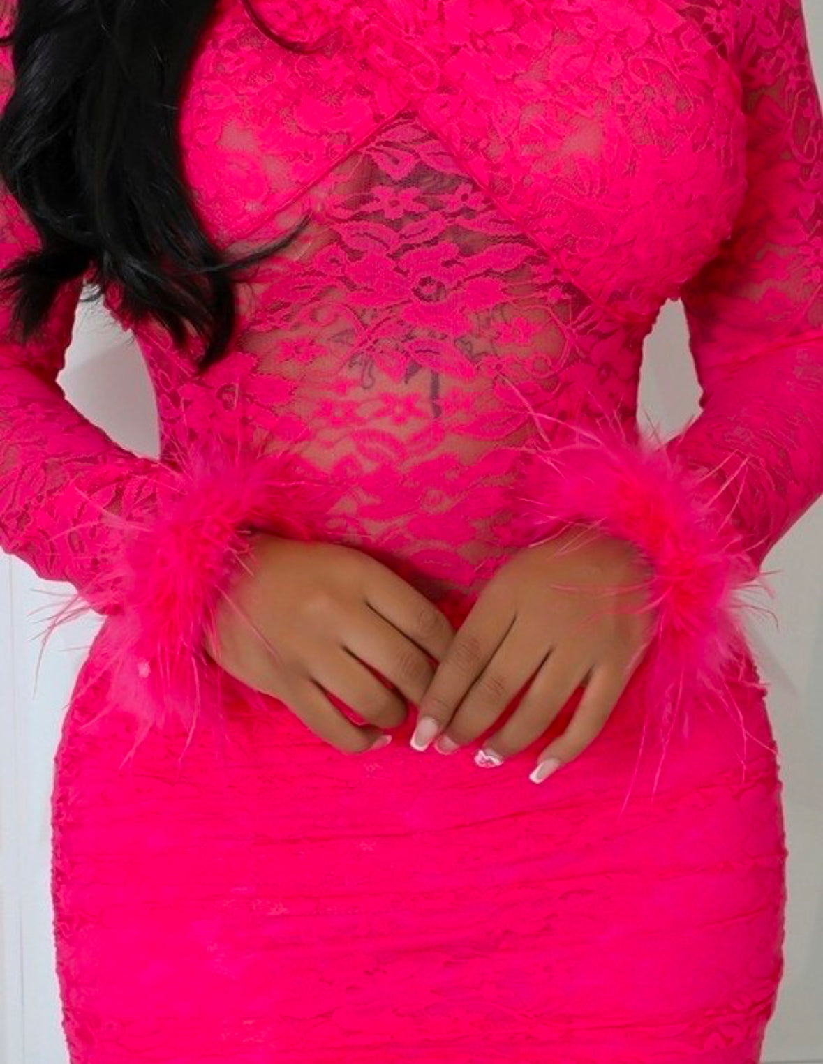 Lace pink dress