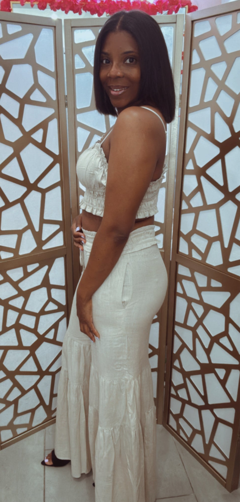 Linen crop top and pants set