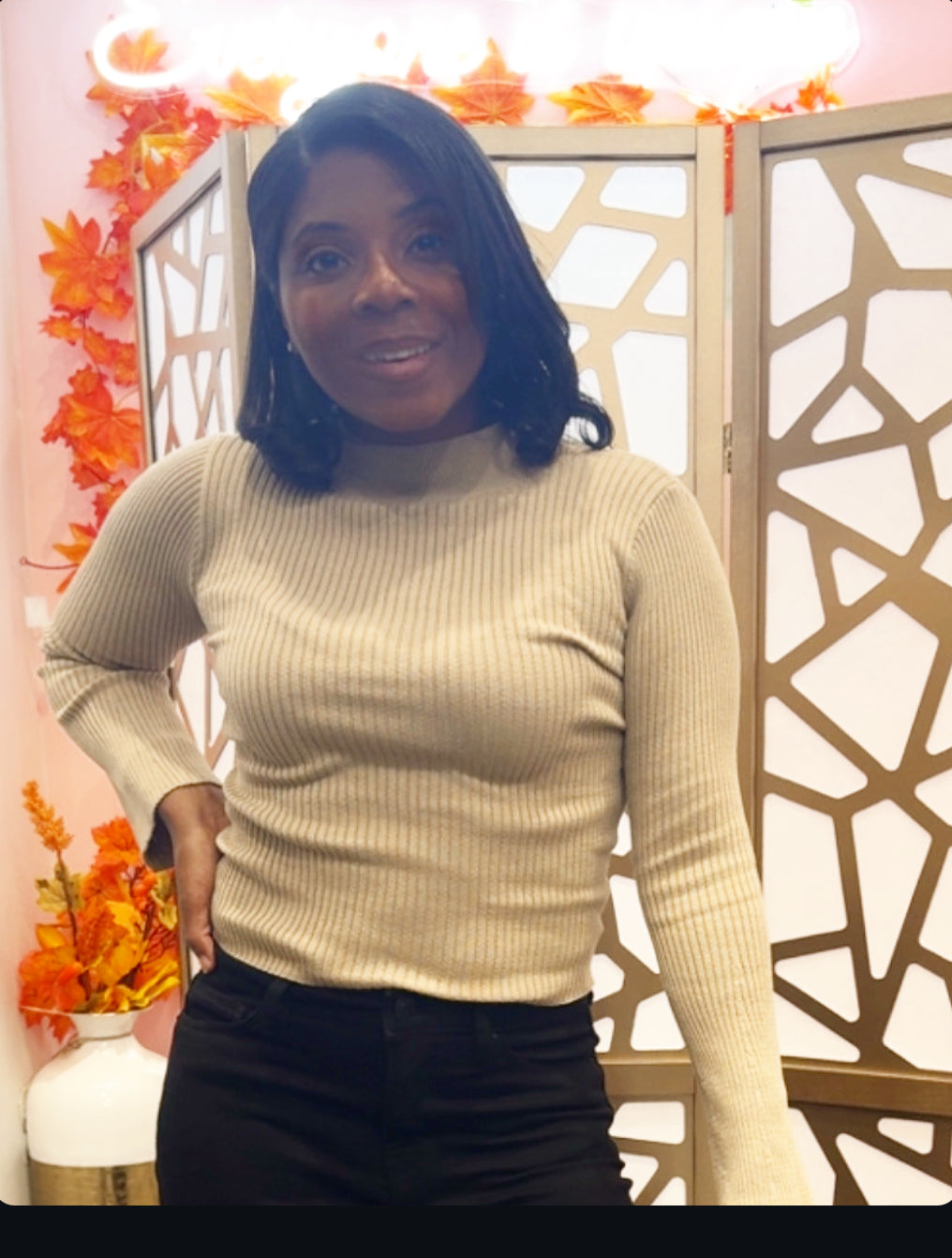 Flared sleeve knit top