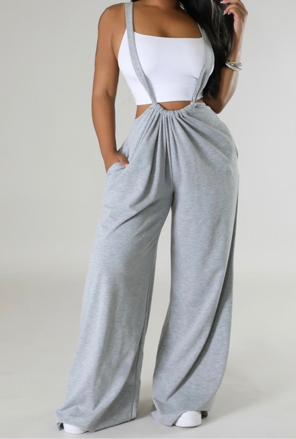 Wide-Leg Suspender Jumpsui