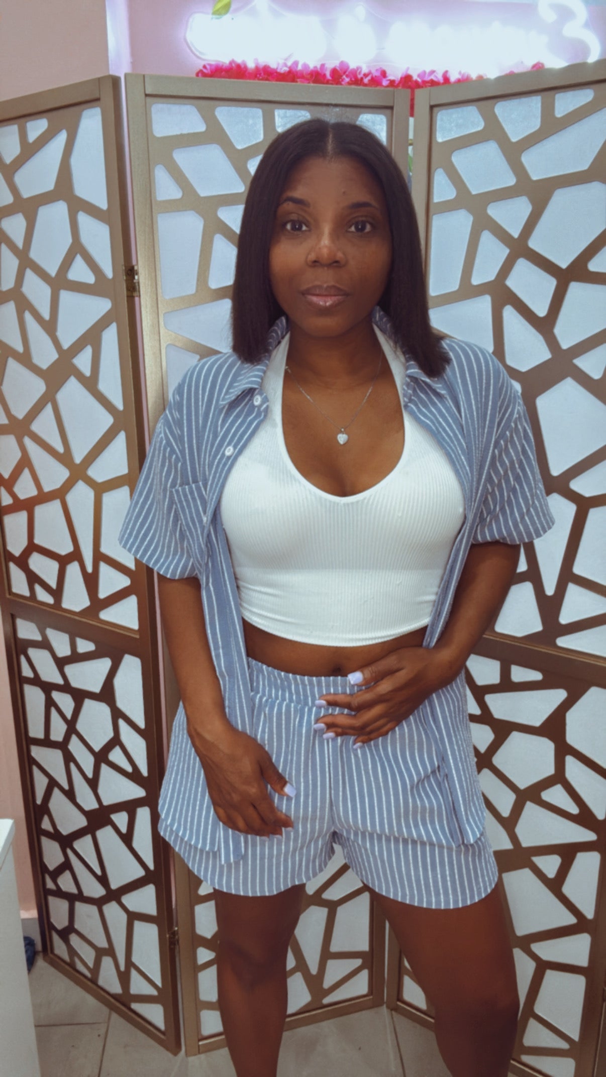 Kim striped shirt set