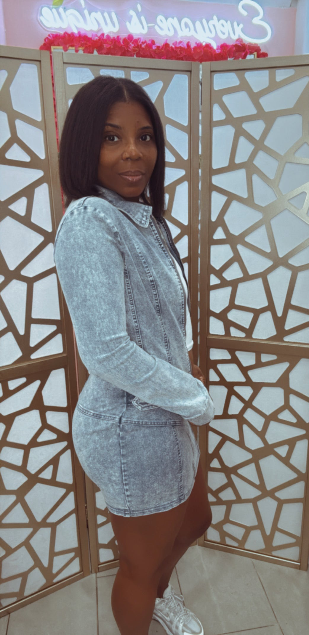 Denim skirt set