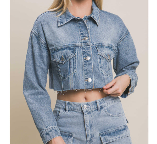 Long sleeve Crop denim jacket