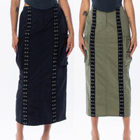 Laced up cargo midi skirt