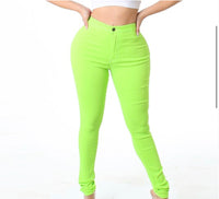 Neon high waist skinny pants