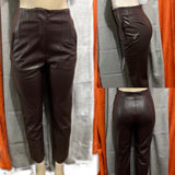 High waisted faux leather pants